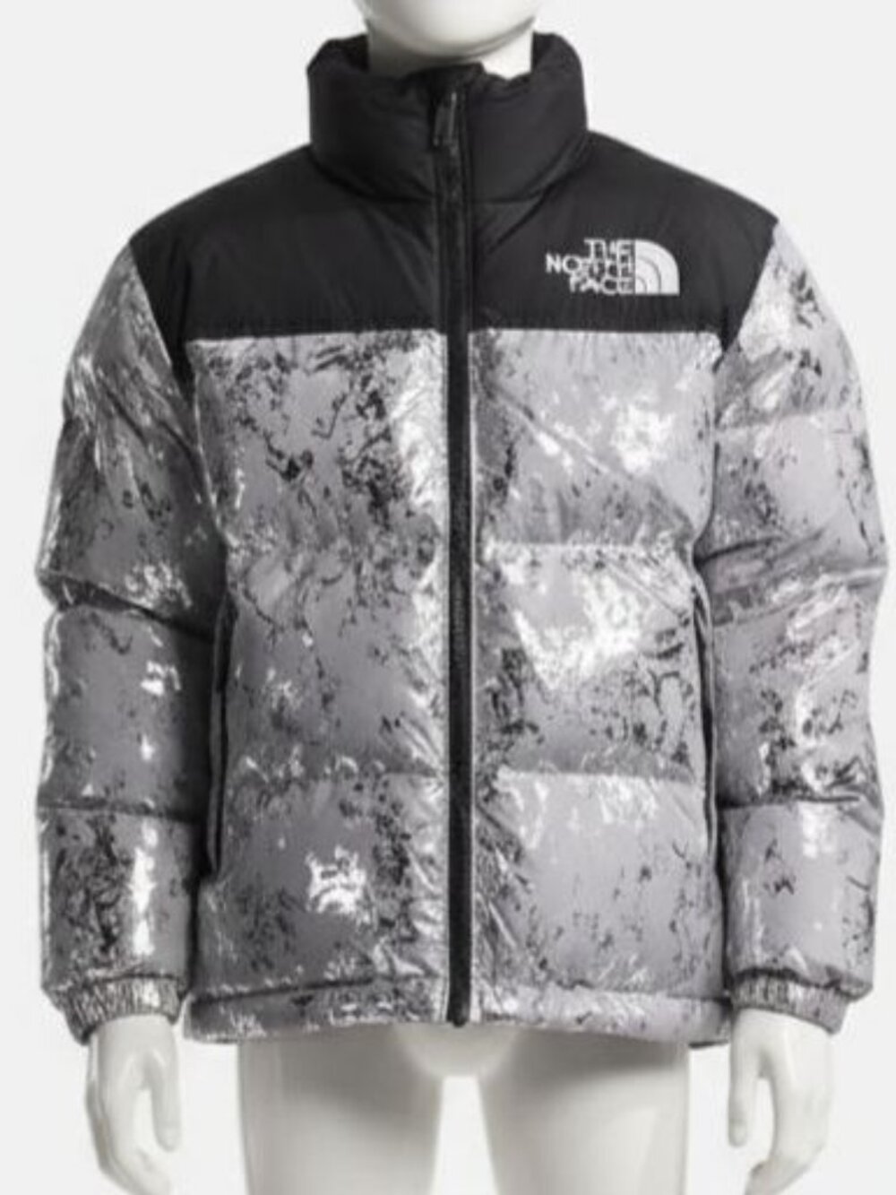 The North Face Unisex Kids Silver Black 1996 Retro Nuptse Jacket Size S (7/8)